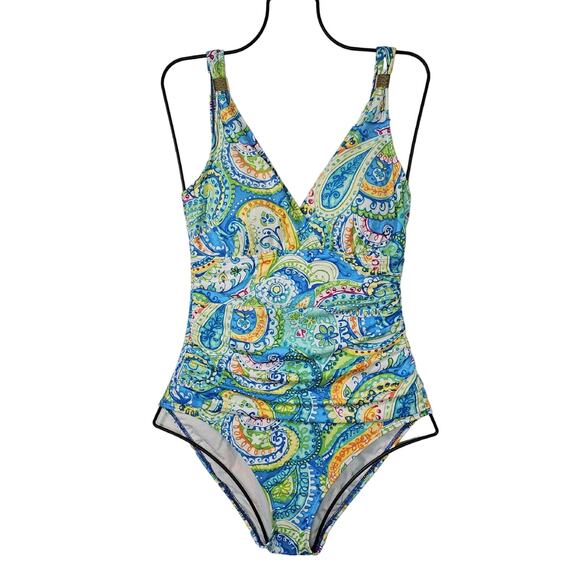 Ralph Lauren  One-Piece Swimsuit Womens Size 6 Carnival Paisley Underwire Beachy - Picture 1 of 14
